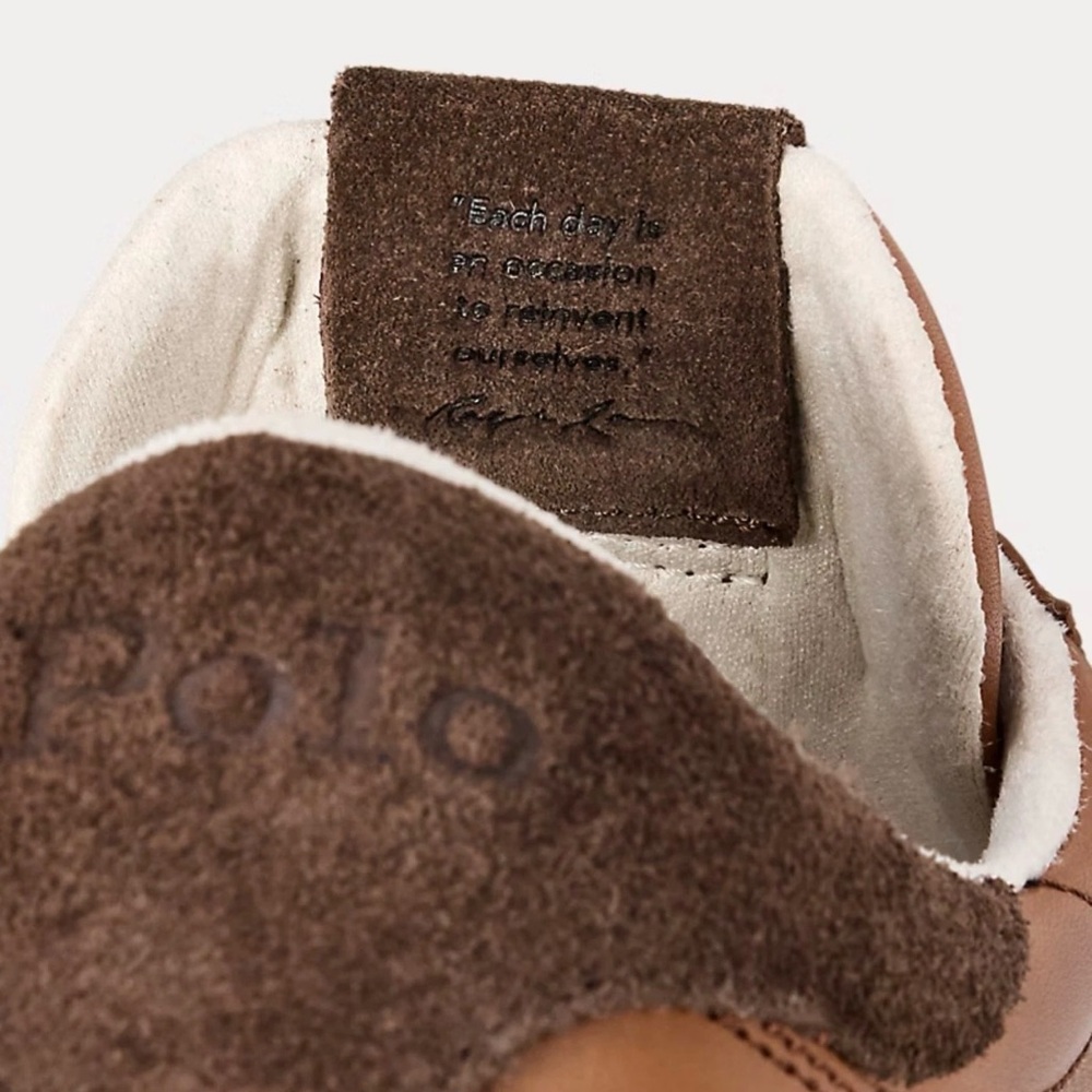 Polo by Ralph Lauren Men's Tan Leather Sneakers Train 89 BRAND NEW-in box. - Picture 5 of 5